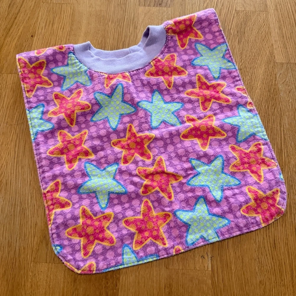 Handmade Lot of 2 K State Cats Floral Stars Reversible Cloth Bibs